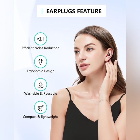 Ear Plugs Reusable Noise Reduction Hearing Protection Work Concerts Travel Sleep - Picture 2 of 8